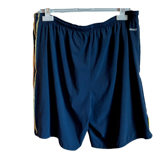 Nike Running Women Shorts Brief Insert Pockets Drawstring SZ L Navy Poly Spandex - Picture 2 of 11
